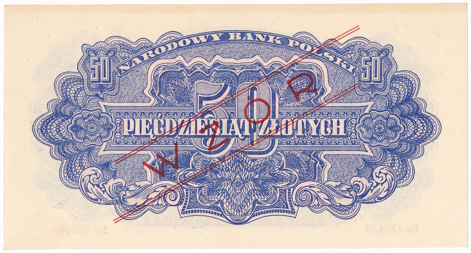 WZÓR. 50 złotych 1944, RZADKOŚĆ (R6)